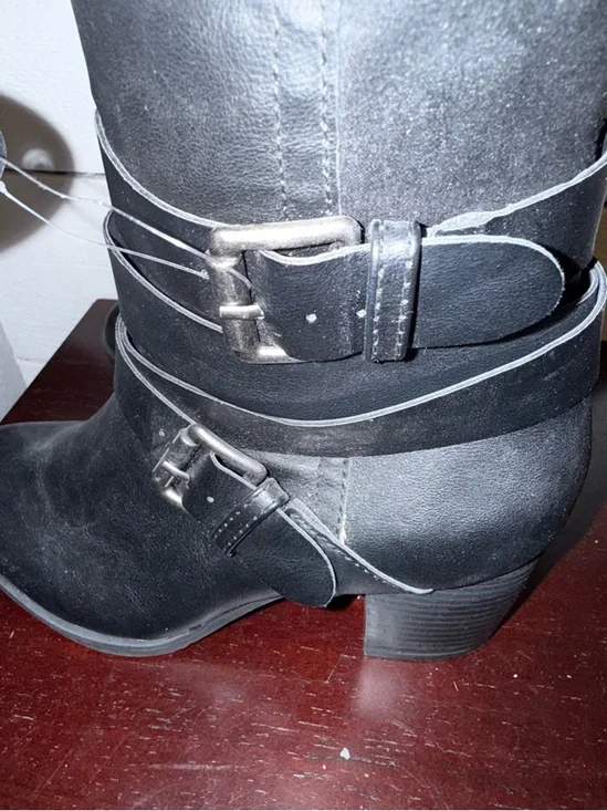 👢💜🔥 NEW Style & Co Jomaris Black Knee High Boots Size 5.5 Faux Leather - Picture 5 of 7